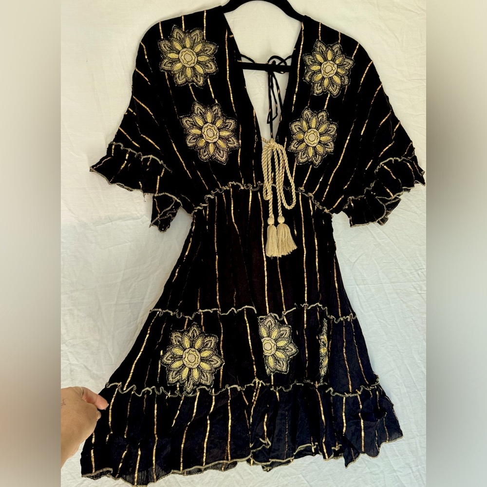 Black and Gold Floral Dress